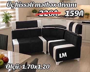 mətbəx divani: Üç hissəli mətbəx divanı - Rəng: qara-ağ kombinasiyası, dekorativ — 1