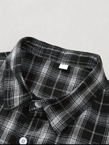 Košulje: Muška košulja s kratkim rukavima 5 XL – crno‑beli karirani dezen - — 1