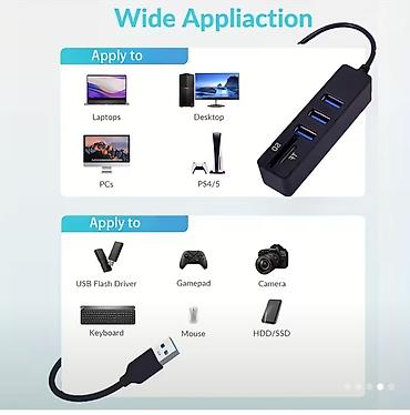 yeni hub: USB Hub + Kart Oxuyucu (USB-A bağlantılı, hədiyyə USB-A → USB-C — 5