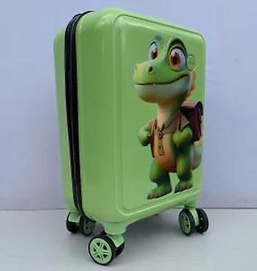 Rančevi, torbe i koferi: Dečji kofer na točkiće – zeleni, sa motivom simpatičnog dinosaurusa - — 12