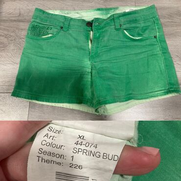 зеленые джинсы женские: Повседневные шорты, Джинс, Короткая модель, XL (EU 42)