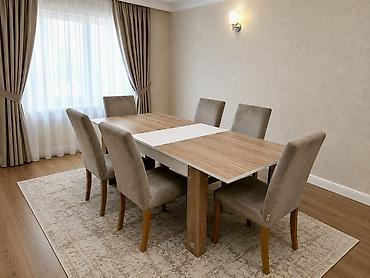 Qonaq otağı üçün, İşlənmiş, Açılan, Dördbucaq masa, 6 stul