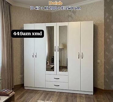paltar dolabları: Ağ rəngli 5 qapılı paltar dolabı Ölçülər: Dərinlik 47 sm × Hündürlük — 1