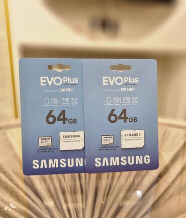 Mobil telefonlar üçün digər aksesuarlar: Yaddas karti Samsung Evo Plus 64 GB 2021 Model Klass10 Oxuma Sürəti