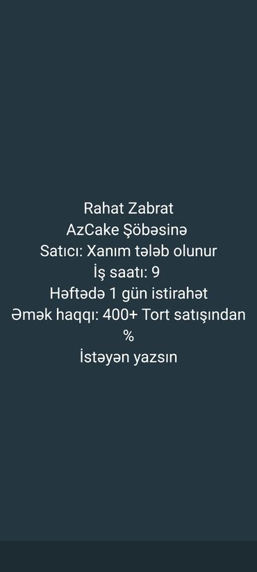 satis saytlari: Satış məsləhətçisi tələb olunur, Yalnız qadınlar üçün, 18-29 yaş, 1 ildən az təcrübə, Aylıq ödəniş