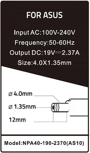 Adapteri i punjači za laptop: Gembird AC punjač za laptop – za ASUS Specifikacije: - Model — 4