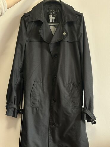 дождевик плащ мужской: Плащ-тренч U.S. Polo Assn., цвет черный. - Классический крой до