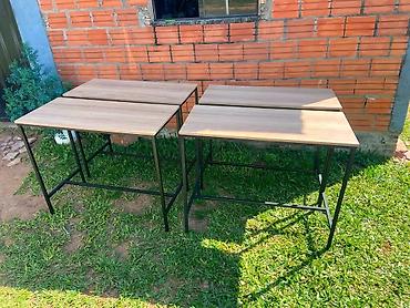 jysk namestaj ormari: Industrijski set stolova – metalna konstrukcija + drvene ploče - — 2