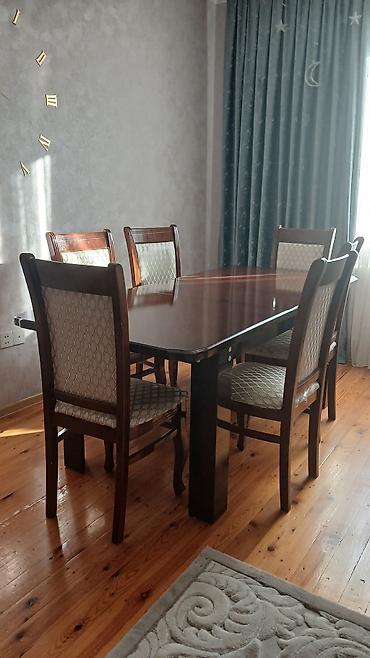 Yemək otağı üçün dəst – 1 masa + 8 stul - Korpus: tünd qəhvəyi (ağac