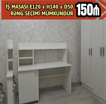 işçi masa: İş masası – ölçülər: E120 x H140 x D50. - Üst hissədə açıq rəf — 1