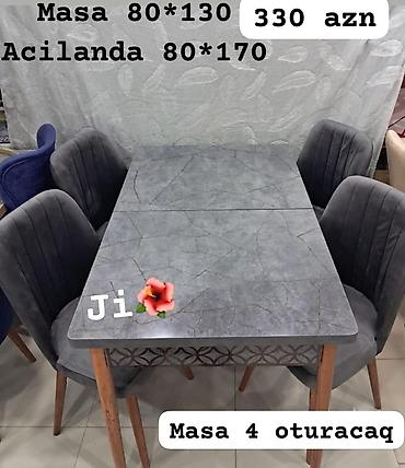 açilan stol: Yeni, Açılan, Dördbucaq masa, 4 stul — 1