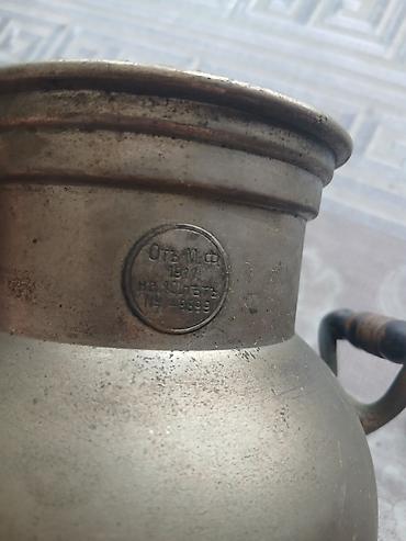 antik samdan: Antik samovar – metal gövdəli, iki tərəfli taxta saplı, üçayaqlı — 2