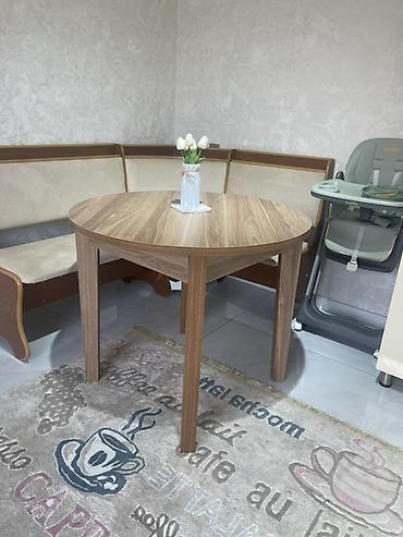 desmal: Dairəvi mətbəx/yaşayış otağı masası - Forma: dairəvi - Material: ağac — 1