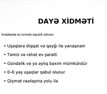 7 24 masaj: Dayə xidməti Xırdalanda öz evimdə uşaqlara baxım təklif olunur. - — 1