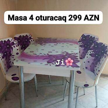 Masa və oturacaq dəstləri: Mətbəx üçün, Açılmayan, Dördbucaq masa, 2 stul — 8