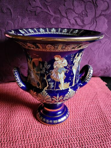 Ostali kućni dekor: Cup,vaza vintaz nov grcki,porcelanski,rucno oslikan 24 kar.zlatom — 2