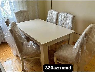 mebel qorka: 6 nəfərlik yemək masası dəsti - Komplekt: 1 masa + 6 yumşaq — 2