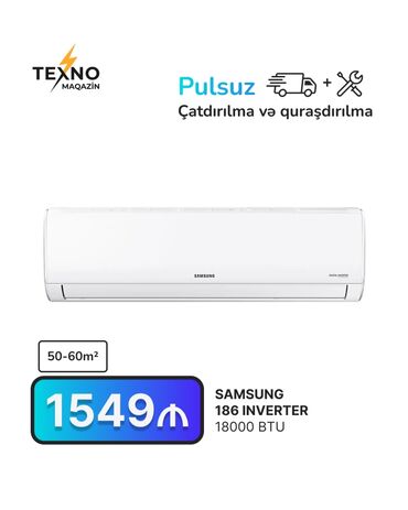 Kondisioner Samsung, 50-60 kv. m, Split sistem, Kredit yoxdur, Pulsuz quraşdırılma