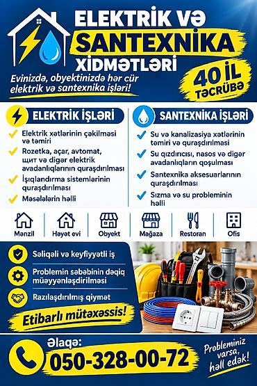 kombi fondital: Elektrik və santexnika xidmətləri — 40 illik təcrübə Elektrik işləri — 4