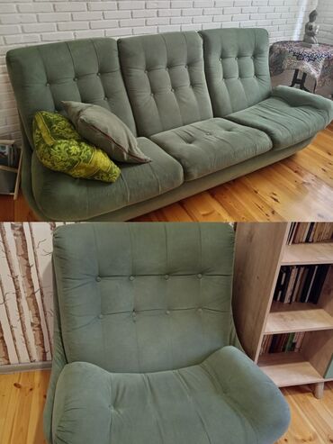 диван и 2 кресла мягкая мебель: Б/у, Диван, Кресло, Нераскладной