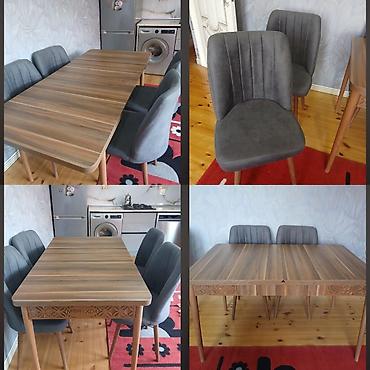 Mətbəx üçün, Yeni, Açılan, Dördbucaq masa, 4 stul