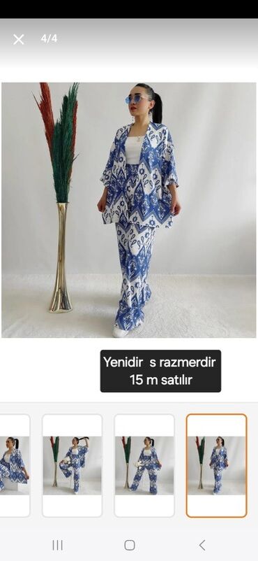 tak ori qadın papaqları: Mavi-ağ rənglərdə etnik naxışlı qadın dəsti. - 3 hissə: yüngül