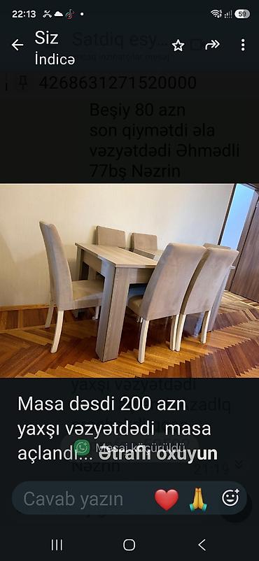 забрат: Masa dəsdi 200 azn yaxşı vəzyətdədi masa açlandı Azadlq prosbekdi — 1