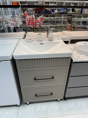 стол офисный для руководителя: Ванна үчүн тумба, Раковина менен, түсү - Саргыч боз