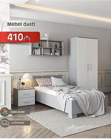 Mebel dəsti – 410₼ Minimalist və funksional yataq otağı dəsti: - Tək