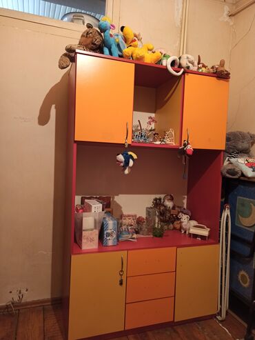 Uşaq və gənc otağı üçün dəstlər: Oğlan və qız üçün, İşlənmiş, 2 qapılı, Açılan, Düz dolab