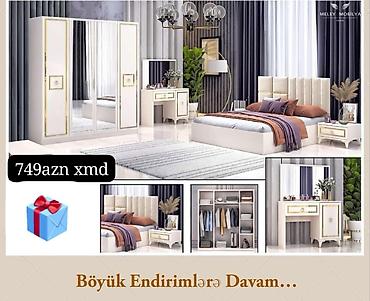Мебель для дома: Yataq otağı dəsti – zərif ağ-qızılı dizayn Dəst tərkibi: - 4 qapılı — 1