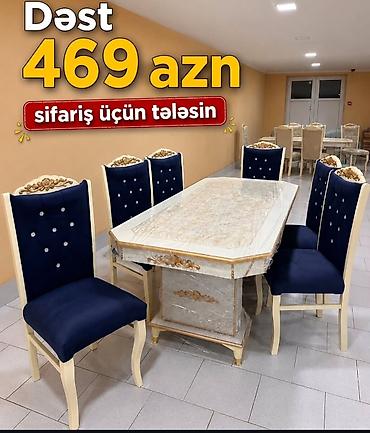 drel dəsti: Yemək otağı dəsti – 469 AZN Komplekt: - 1 ədəd uzun düzbucaqlı masa — 1