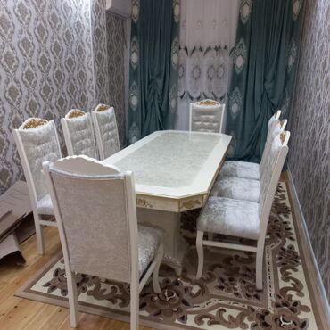 Masalar: Qonaq otağı üçün, Yeni, Açılmayan, Dördbucaq masa, 6 stul, Azərbaycan
