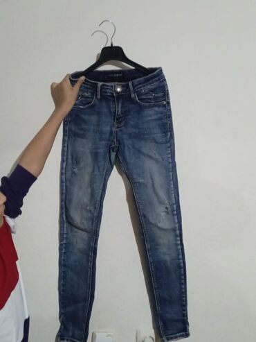 джинсы zara оптом: Джинсы и брюки, цвет - Голубой, Б/у
