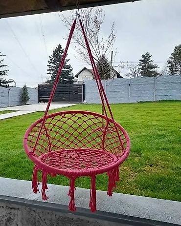 Ležaljke i ljuljaške: Viseća makrame ljuljaška – boho viseća stolica za dvorište, terasu ili — 7