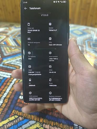 mi 18 pro max: Tecno Spark 20 Pro, 256 GB, rəng - Ağ, Barmaq izi — 4