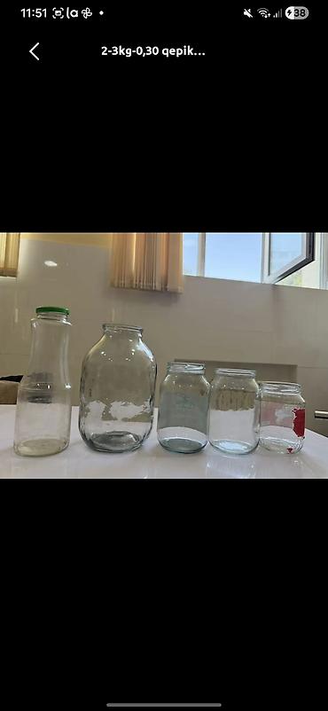Şüşə bankalar və butulka dəsti qatıq bankalari,aromalarda var -