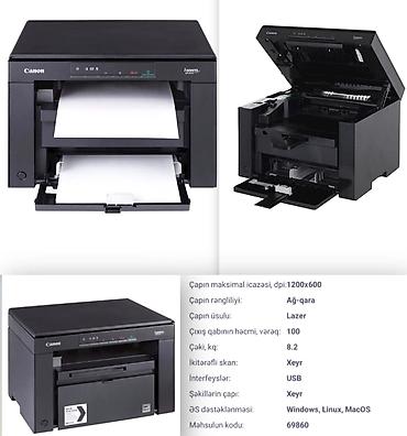 lazerli printer: Printer 3-ü 1-də (çap, skan və surətçıxarma)Texnologiya: Lazer çap (A4 — 1
