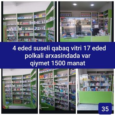 тумба в ванную комнату: Bele aptek mebeli var umumi 4 eded suseli qabaq vitri 17 eded polkali
