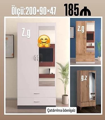 Dolablar: Dolab yeni qarderob paltar dolabı güzgülü 2 qapılı siyirməli — 1