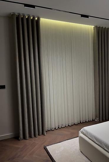 mini led: Pərdə və jalüz dizaynı – ölçüyə uyğun hazırlanma - İkili qat — 2