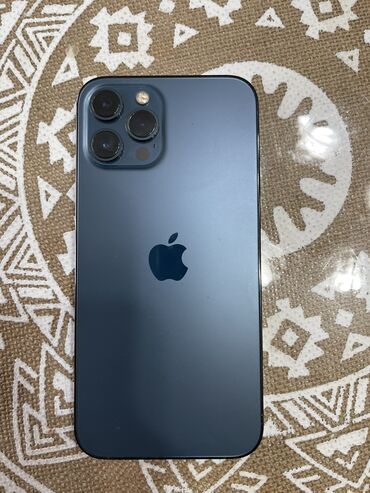 Apple iPhone: IPhone 12 Pro Max, Б/у, 256 ГБ, Blue Titanium, Зарядное устройство, Защитное стекло, Чехол, 70 %