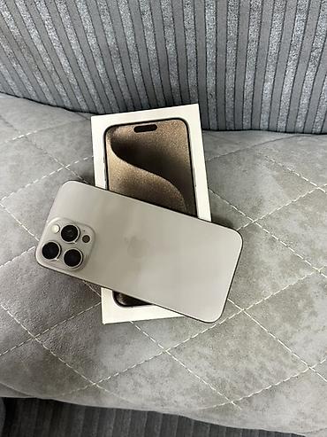 iphone batarya: IPhone 15 Pro Max, 256 GB, Natural Titanium, Barmaq izi, Simsiz şarj, Face ID — 5