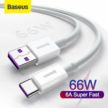 зарядка usb: Baseus type-c 6 amper (66w max.) usb kabel. Turbo charge, fast. çox