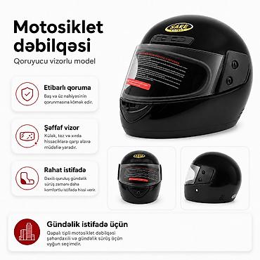 №: 10240 Məhsulun adı: Motosiklet dəbilqəsi – Qara rəng Brend: SAFE