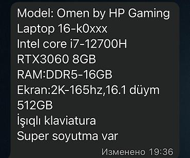 Ноутбуки и аксессуары: HP OMEN 16 seriyalı oyun və performans noutbuku Xüsusiyyətlər: - — 5