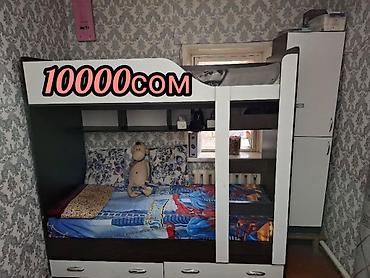 Двухъярусная детская кровать‑комплекс с встроенным шкафом и ящиками at lalafo.kg Двухъярусная детская кровать‑комплекс с встроенным шкафом и ящиками
