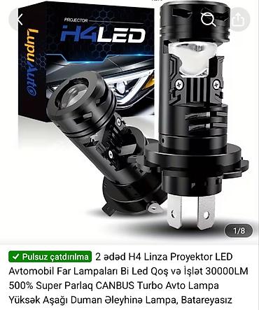 H4 Linza Proyektor LED far lampaları – 2 ədəd dəst - Növ: H4 Bi-LED