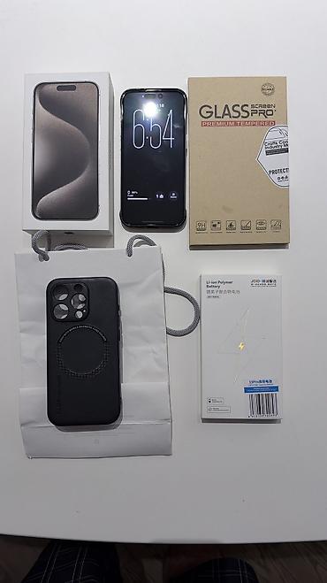 iphone x max: IPhone 15 Pro, 128 GB, Natural Titanium, Barmaq izi, Simsiz şarj, Face ID — 2