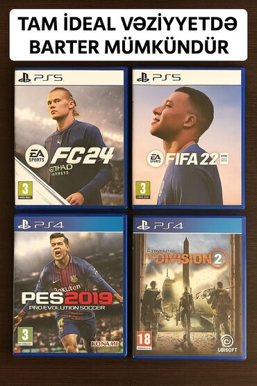 sony playstation 1 купить: Fc24-40azn 
fifa22-25azn 
pes2019-25azn
the division2-20azn